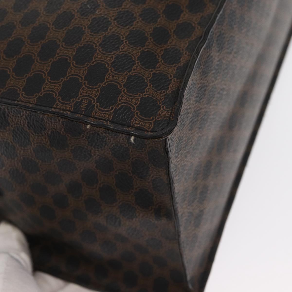 CELINE Macadam Canvas Hand Bag PVC Leather Black Gold Auth 171585