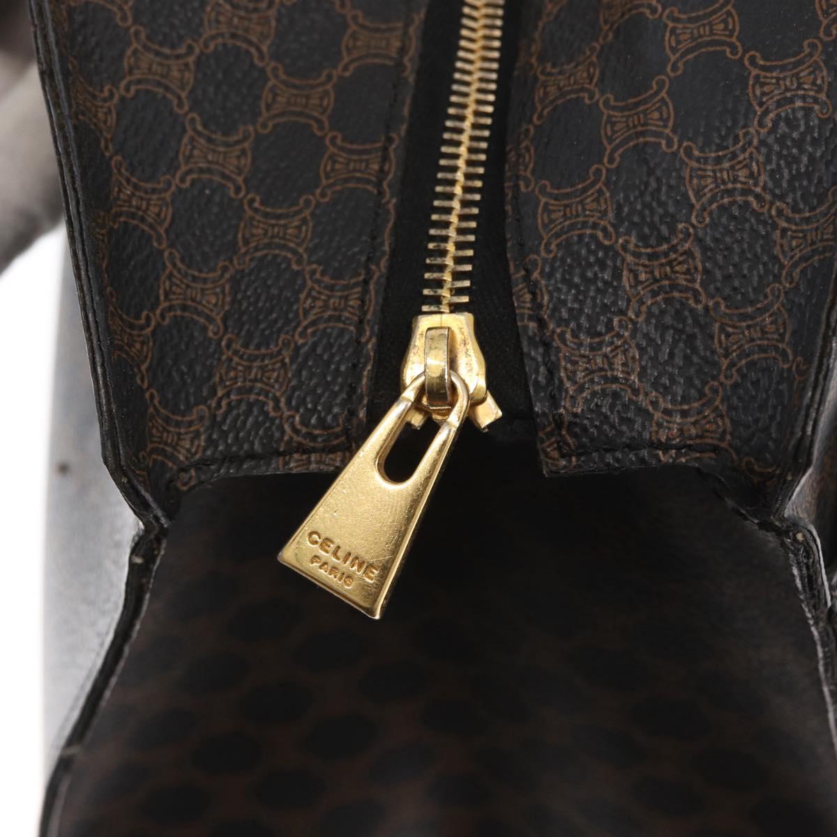CELINE Macadam Canvas Hand Bag PVC Leather Black Gold Auth 171585