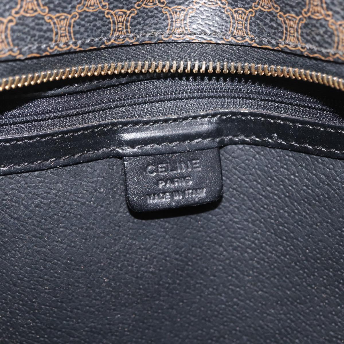 CELINE Macadam Canvas Hand Bag PVC Leather Black Gold Auth 171585
