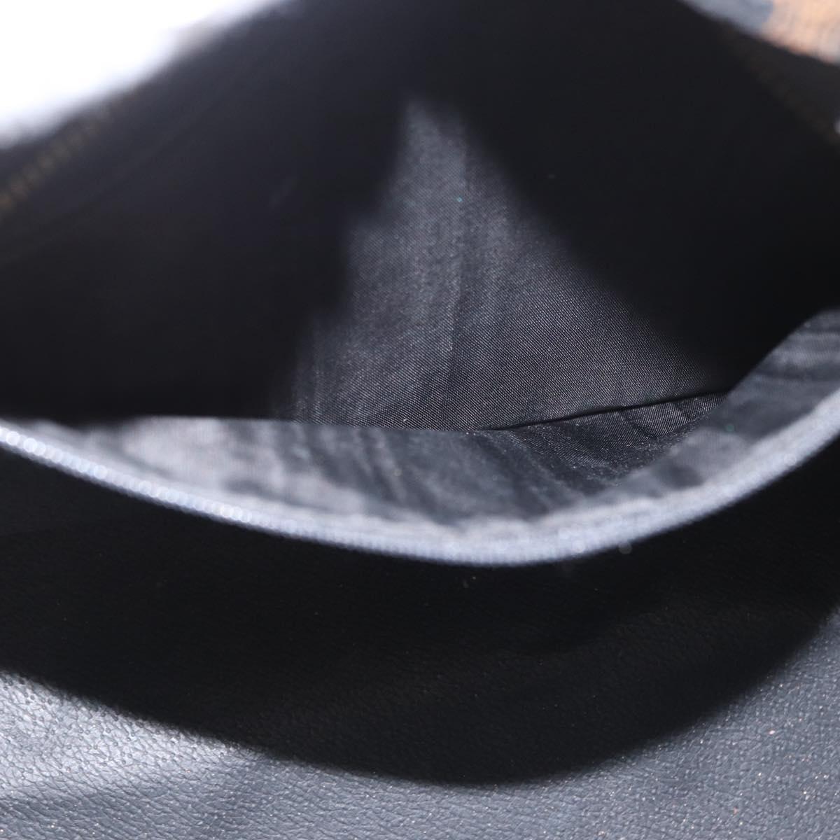 CELINE Macadam Canvas Hand Bag PVC Leather Black Gold Auth 171585