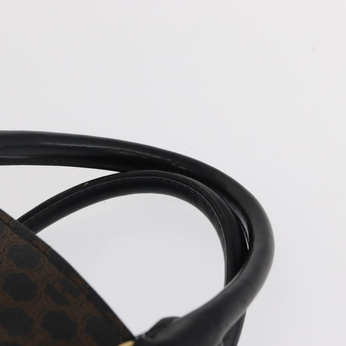 CELINE Macadam Canvas Hand Bag PVC Leather Black Gold Auth 171585
