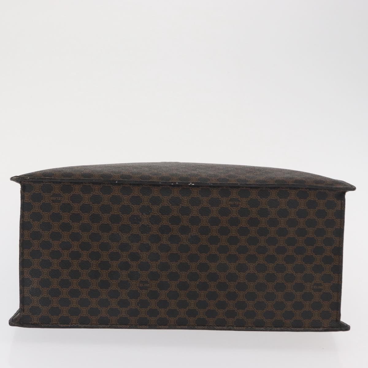 CELINE Macadam Canvas Hand Bag PVC Leather Black Gold Auth 171585