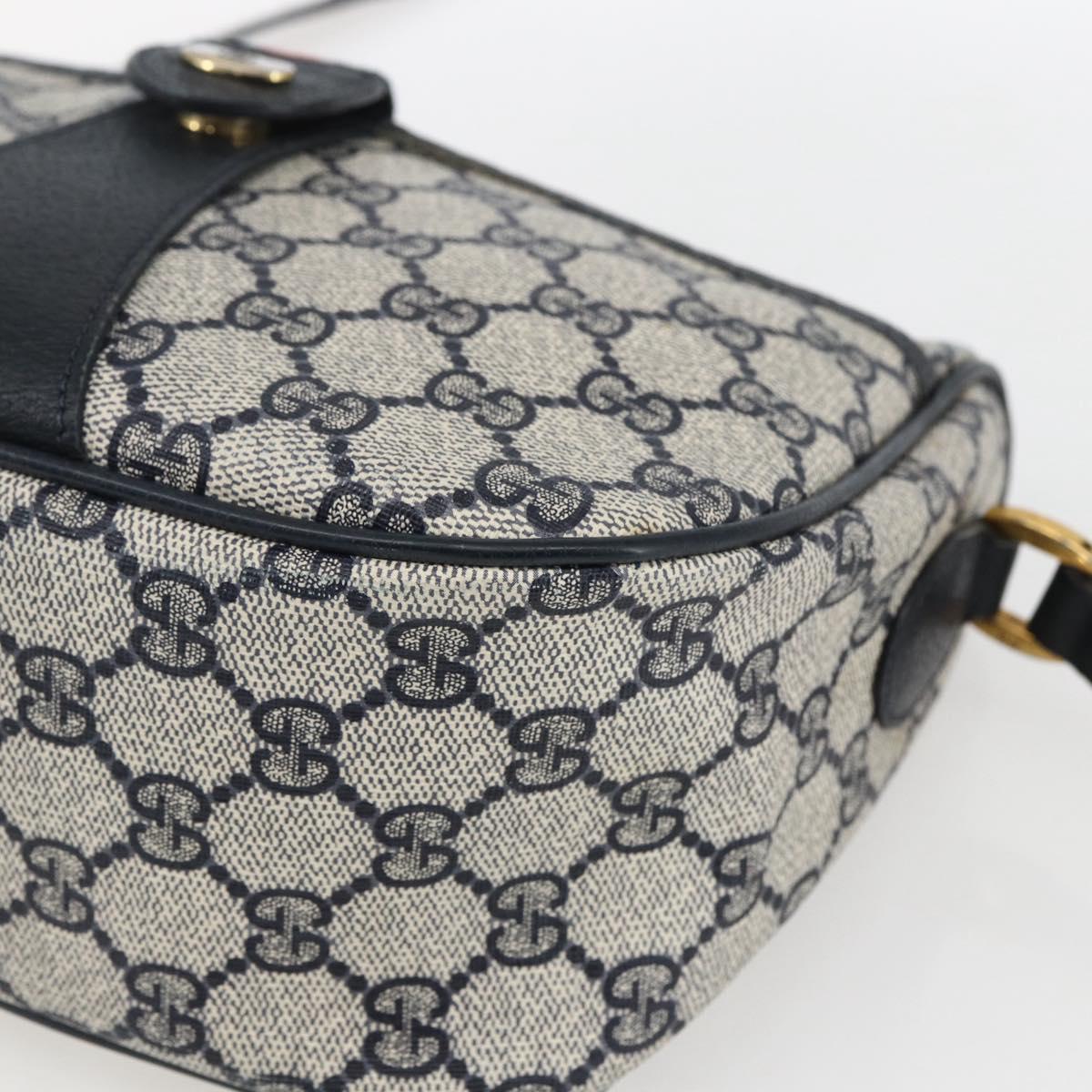 GUCCI GG Supreme Sherry Line Shoulder Bag PVC Navy Gold 89 02 032 Auth 171597