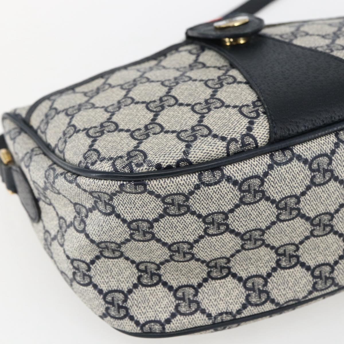 GUCCI GG Supreme Sherry Line Shoulder Bag PVC Navy Gold 89 02 032 Auth 171597
