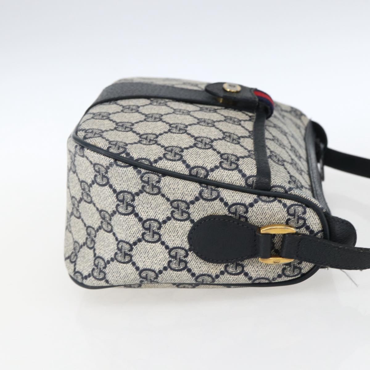 GUCCI GG Supreme Sherry Line Shoulder Bag PVC Navy Gold 89 02 032 Auth 171597