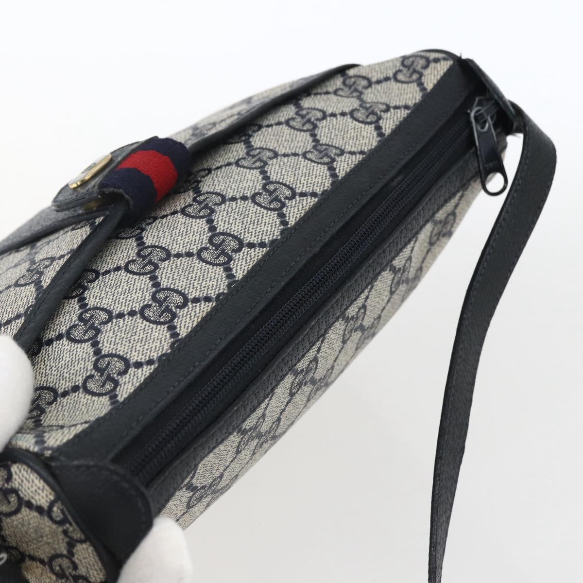 GUCCI GG Supreme Sherry Line Shoulder Bag PVC Navy Gold 89 02 032 Auth 171597
