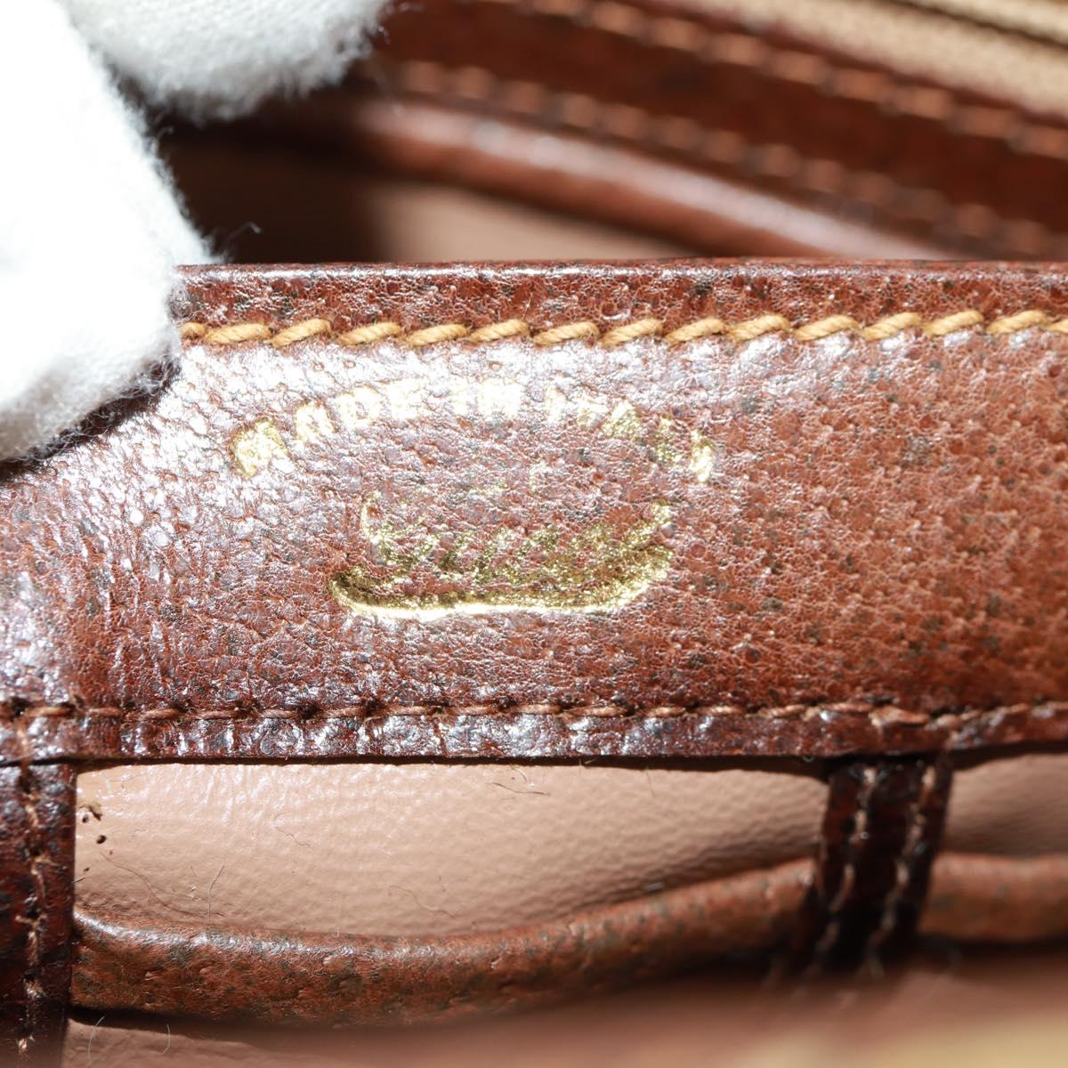 GUCCI Hand Bag Leather Brown Gold Auth 171598V