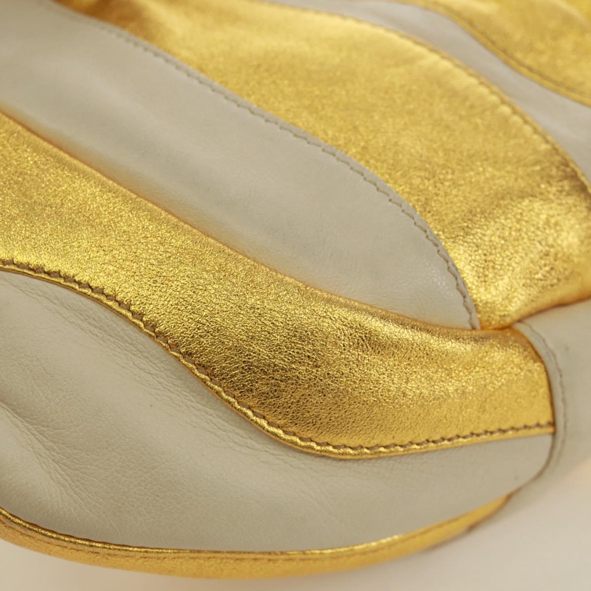 PRADA Hand Bag Leather Gold Auth 171603A