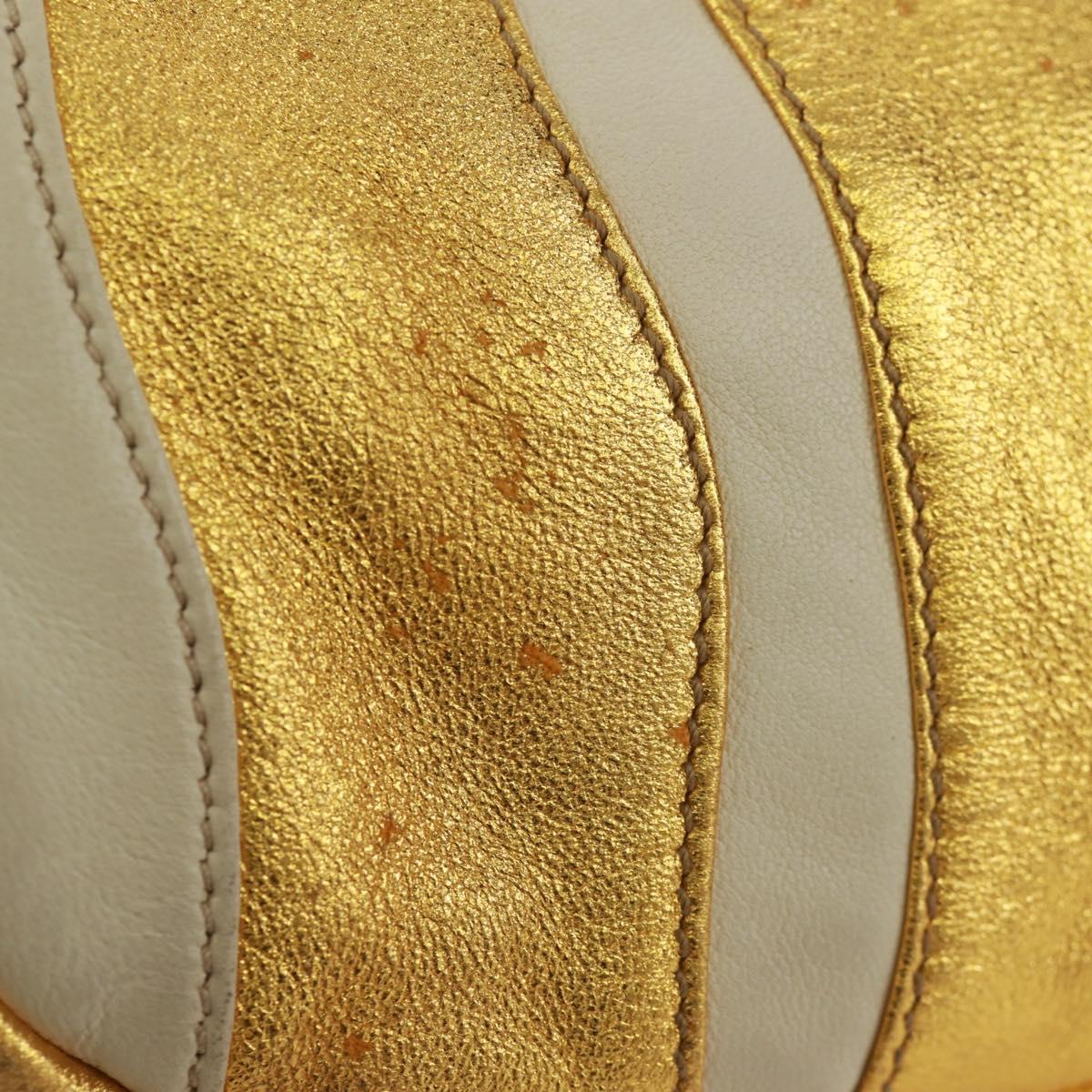 PRADA Hand Bag Leather Gold Auth 171603A