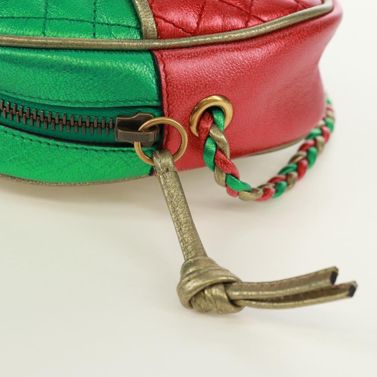 GUCCI Zumi Shoulder Bag Leather Red Gold 534951 Auth 171605V