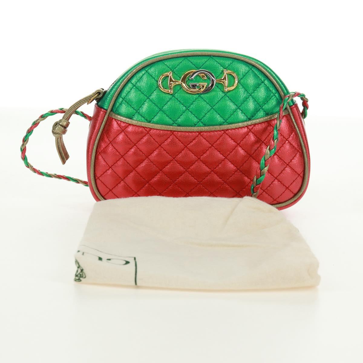 GUCCI Zumi Shoulder Bag Leather Red Gold 534951 Auth 171605V