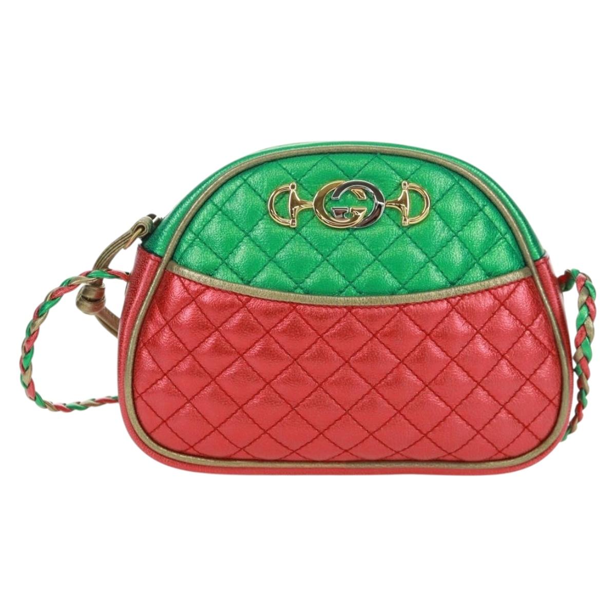 GUCCI Zumi Shoulder Bag Leather Red Gold 534951 Auth 171605V