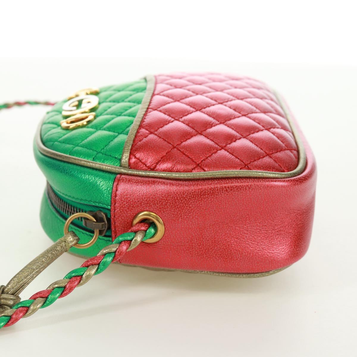 GUCCI Zumi Shoulder Bag Leather Red Gold 534951 Auth 171605V