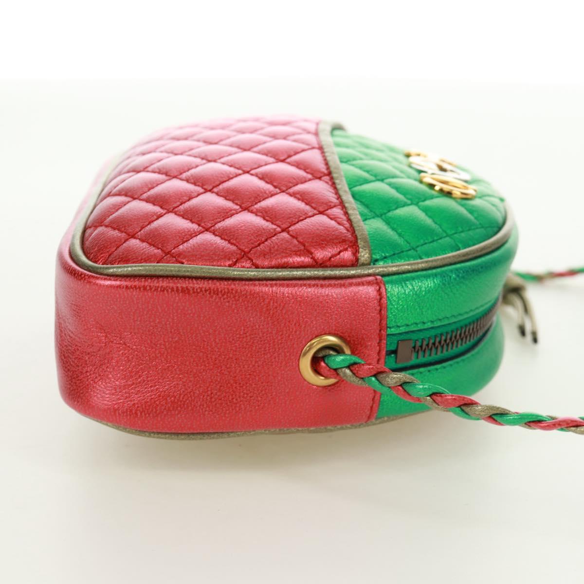 GUCCI Zumi Shoulder Bag Leather Red Gold 534951 Auth 171605V