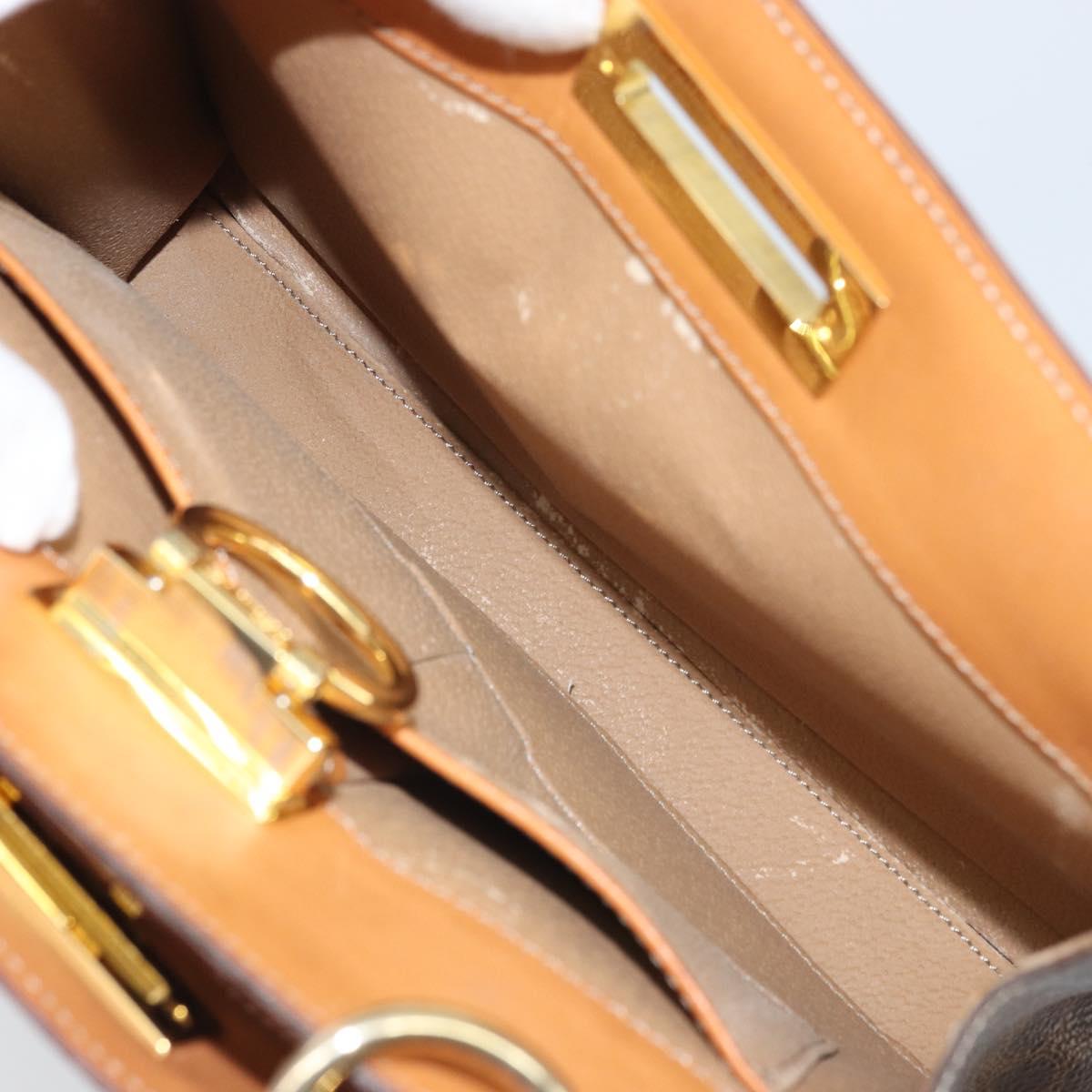 CELINE Macadam Canvas Shoulder Bag PVC Leather Brown Gold Auth 171609