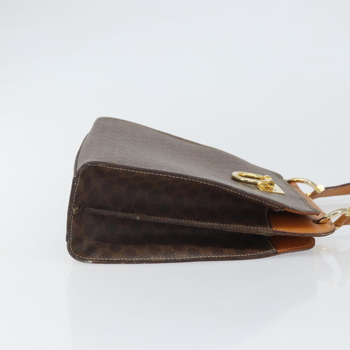 CELINE Macadam Canvas Shoulder Bag PVC Leather Brown Gold Auth 171609
