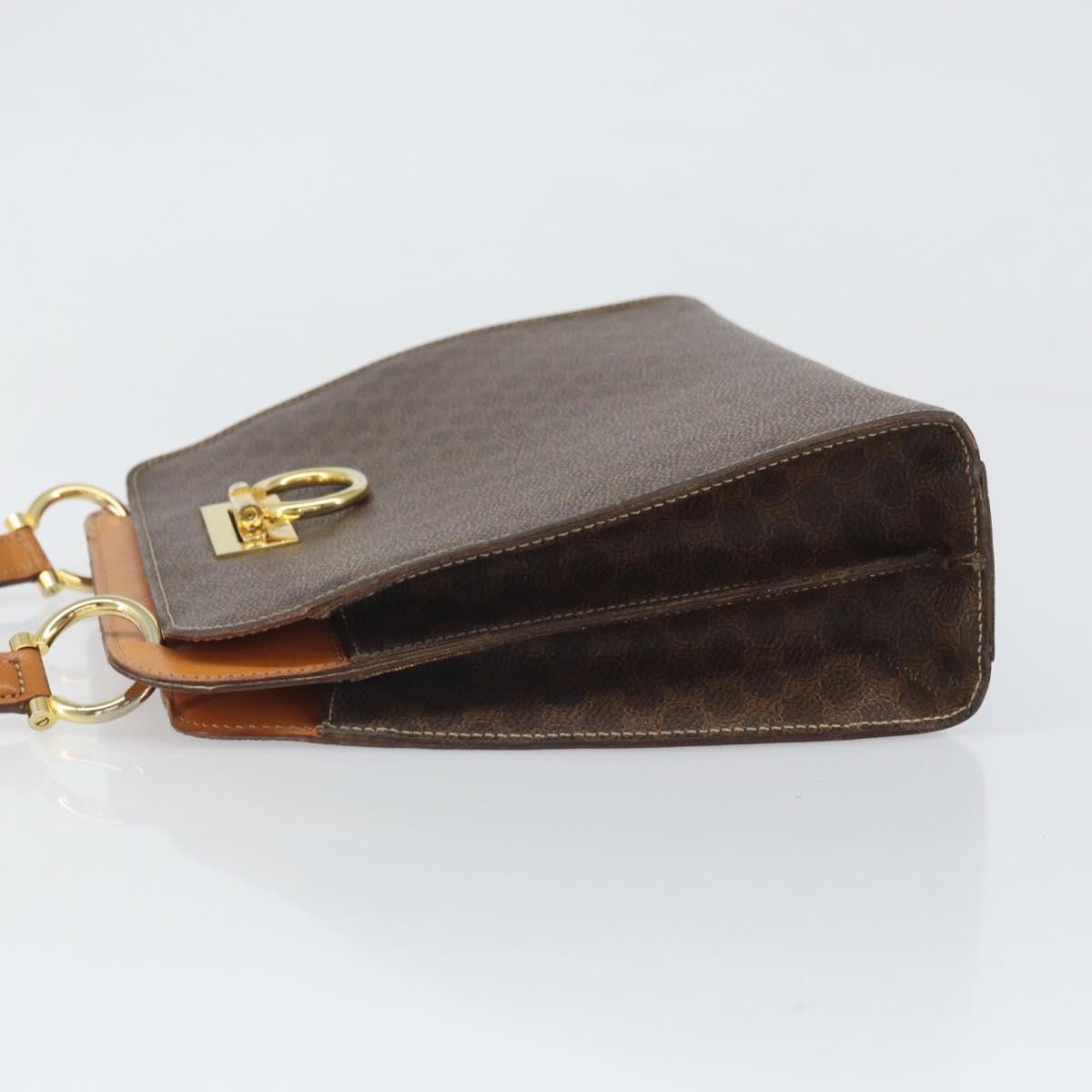 CELINE Macadam Canvas Shoulder Bag PVC Leather Brown Gold Auth 171609