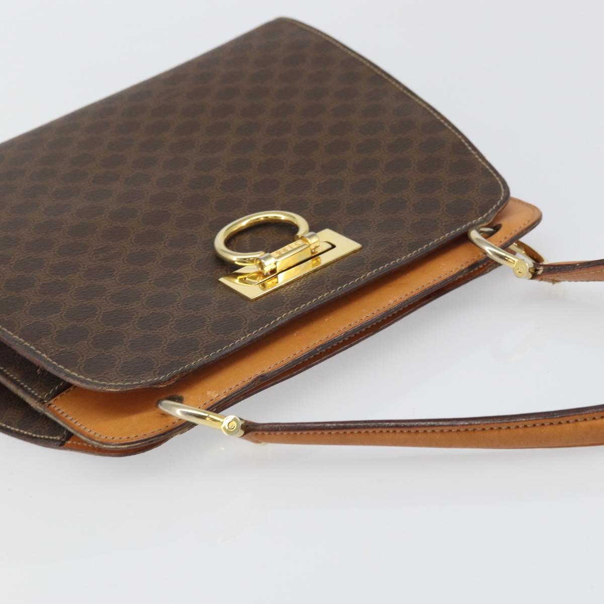 CELINE Macadam Canvas Shoulder Bag PVC Leather Brown Gold Auth 171609