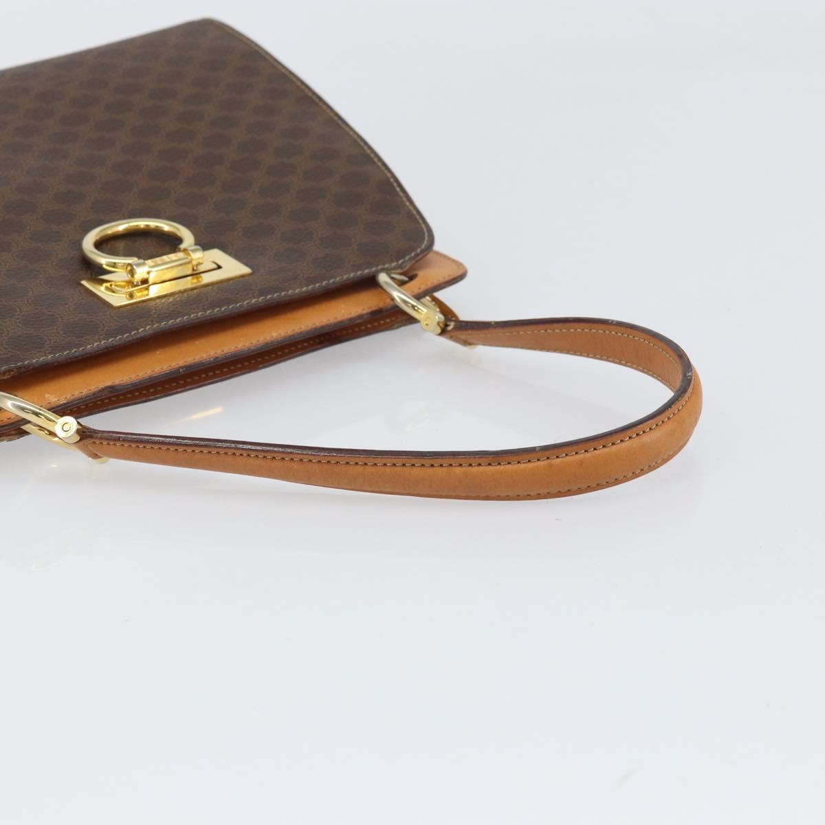 CELINE Macadam Canvas Shoulder Bag PVC Leather Brown Gold Auth 171609