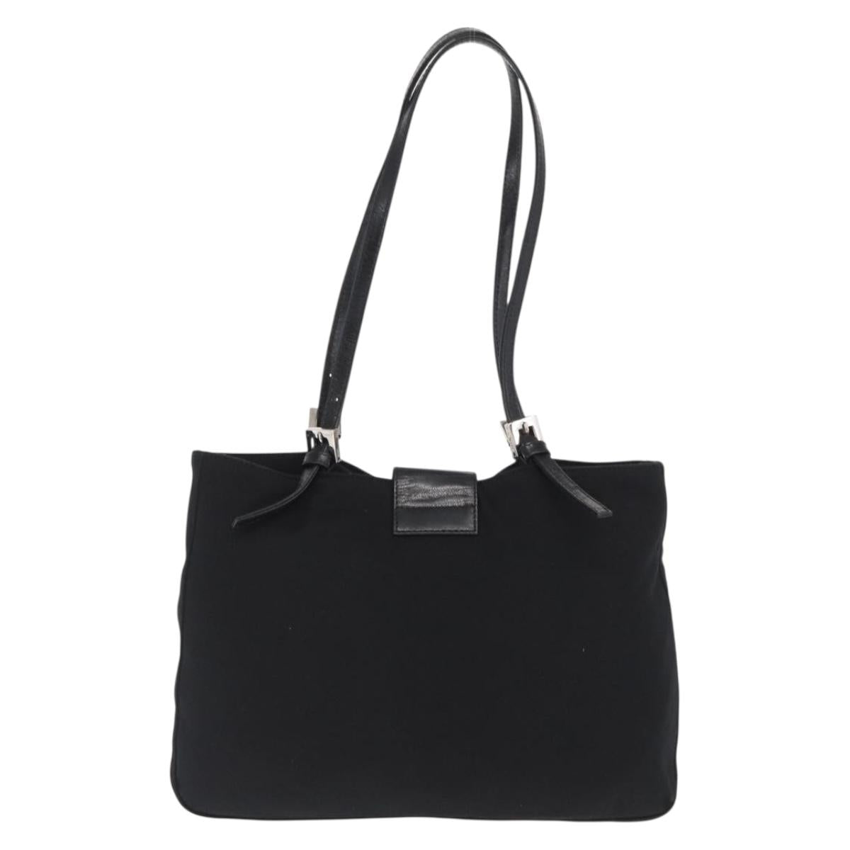 FENDI Mamma Baguette Tote Bag Black Silver Auth 171610