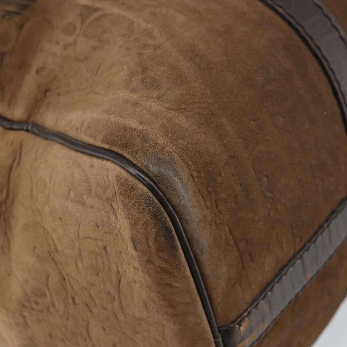 Christian Dior Trotter Canvas Hand Bag Suede Gold Brown Auth 171625