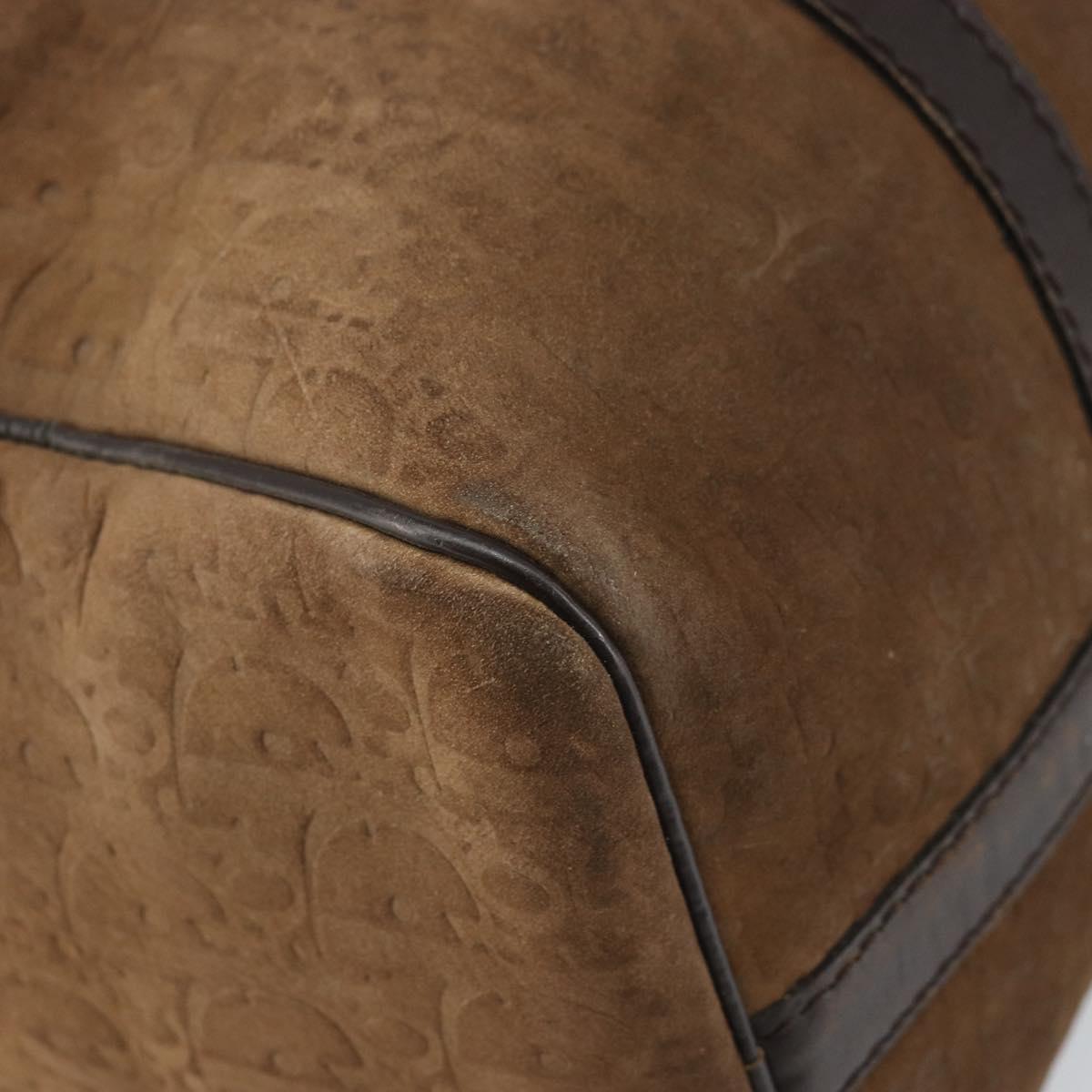 Christian Dior Trotter Canvas Hand Bag Suede Gold Brown Auth 171625