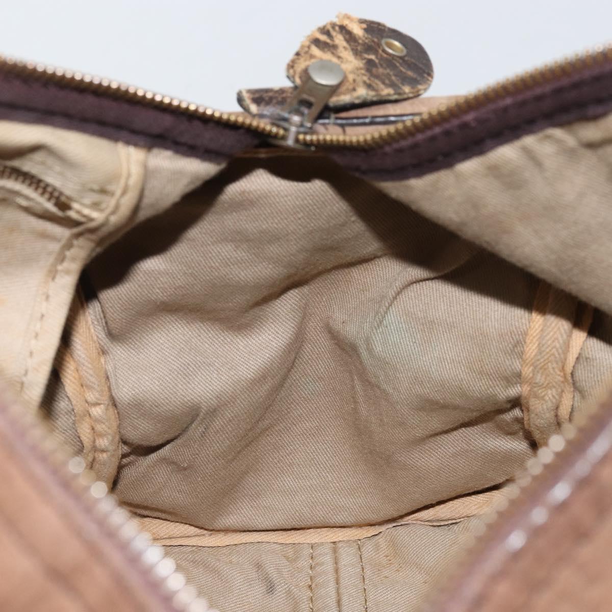 Christian Dior Trotter Canvas Hand Bag Suede Gold Brown Auth 171625