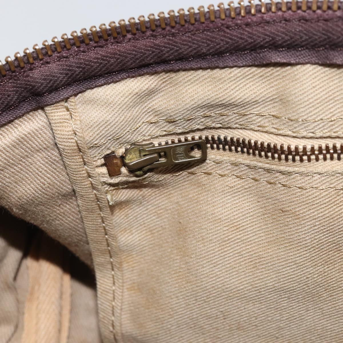 Christian Dior Trotter Canvas Hand Bag Suede Gold Brown Auth 171625