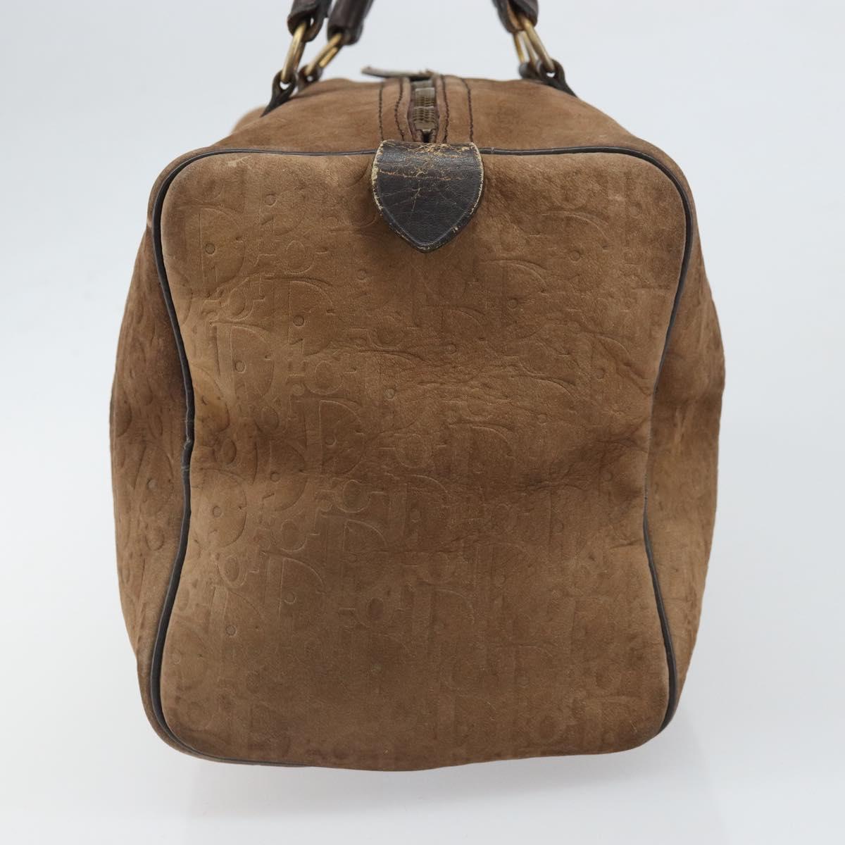 Christian Dior Trotter Canvas Hand Bag Suede Gold Brown Auth 171625