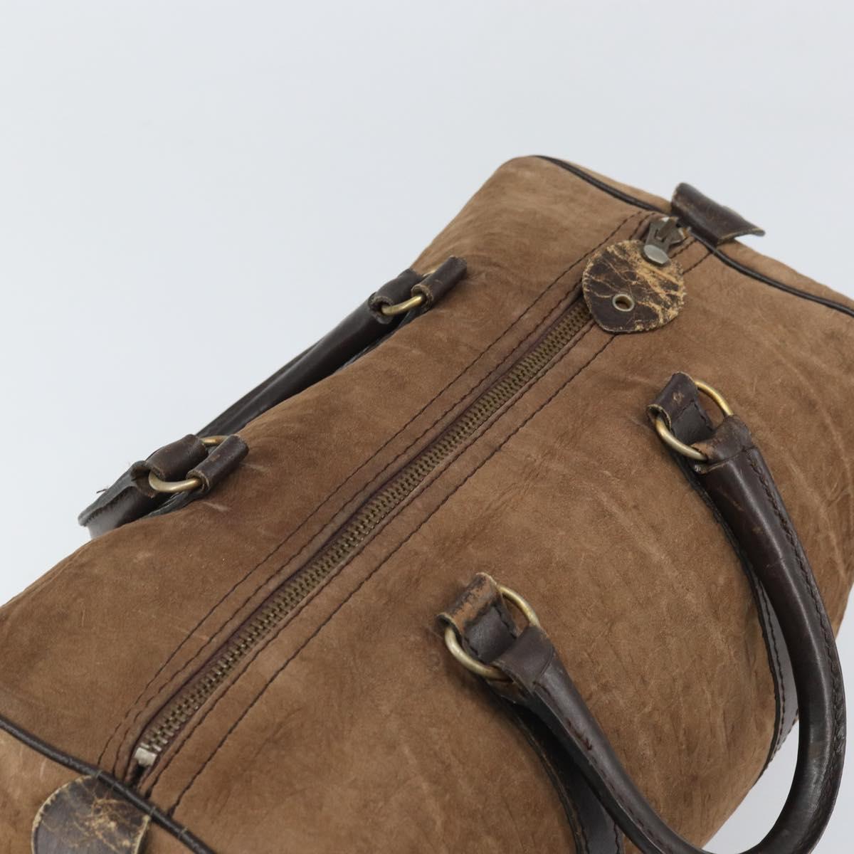 Christian Dior Trotter Canvas Hand Bag Suede Gold Brown Auth 171625