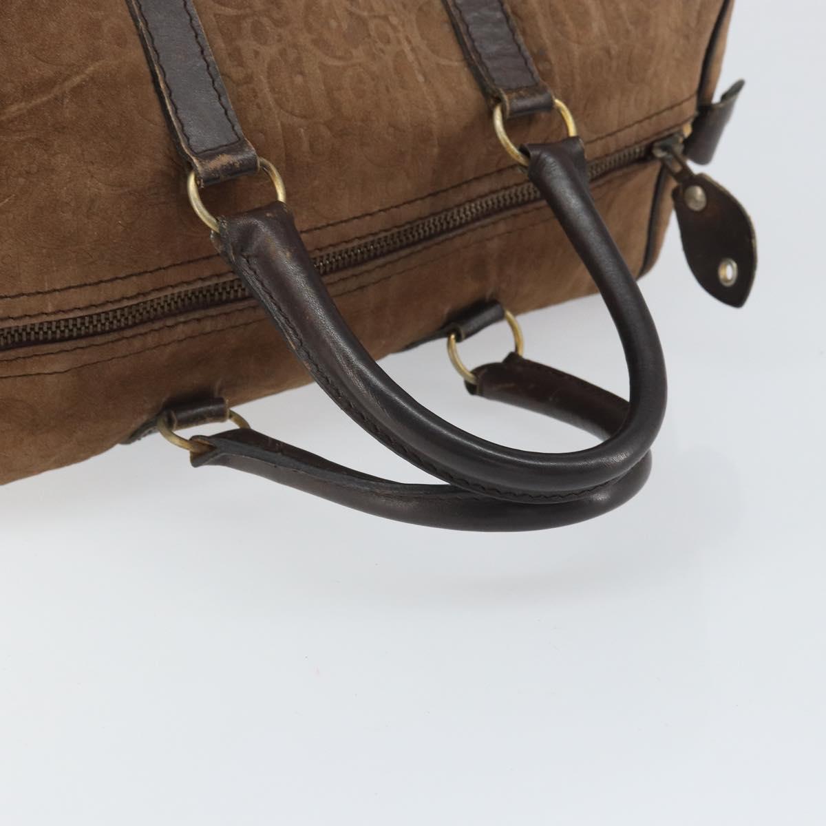 Christian Dior Trotter Canvas Hand Bag Suede Gold Brown Auth 171625