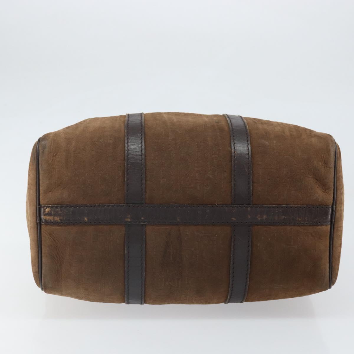 Christian Dior Trotter Canvas Hand Bag Suede Gold Brown Auth 171625
