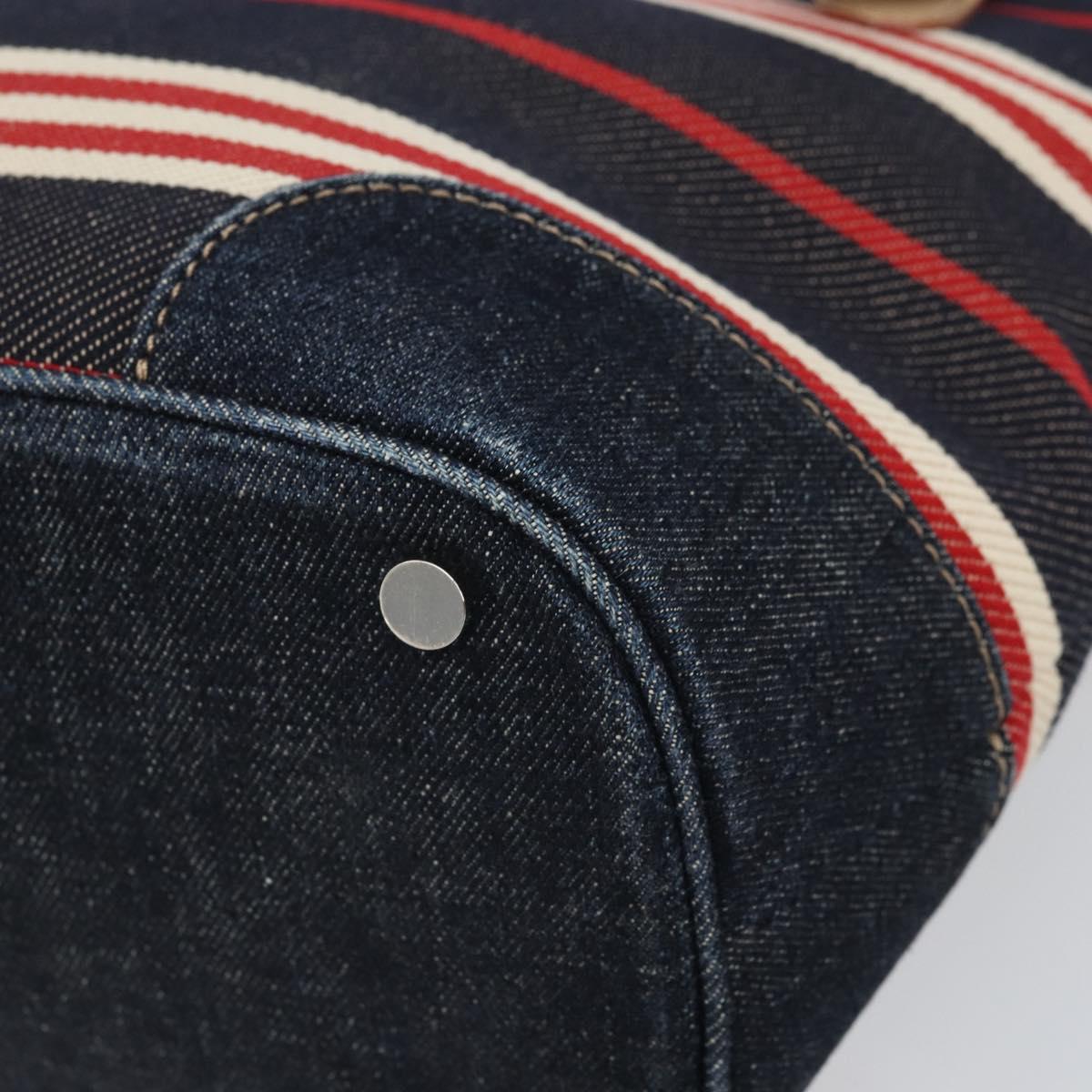 BURBERRY Nova Check Hand Bag Canvas Navy Silver Auth 171626