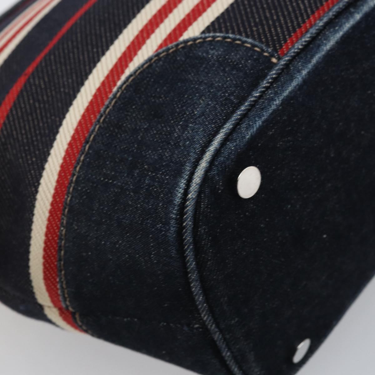 BURBERRY Nova Check Hand Bag Canvas Navy Silver Auth 171626