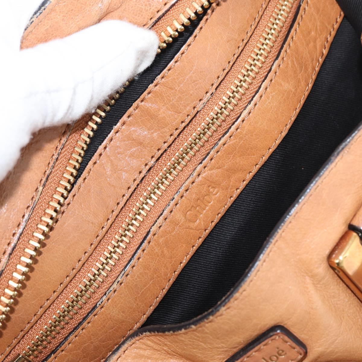 Chloe Etel Hand Bag Leather 2way Brown Gold Auth 171627A