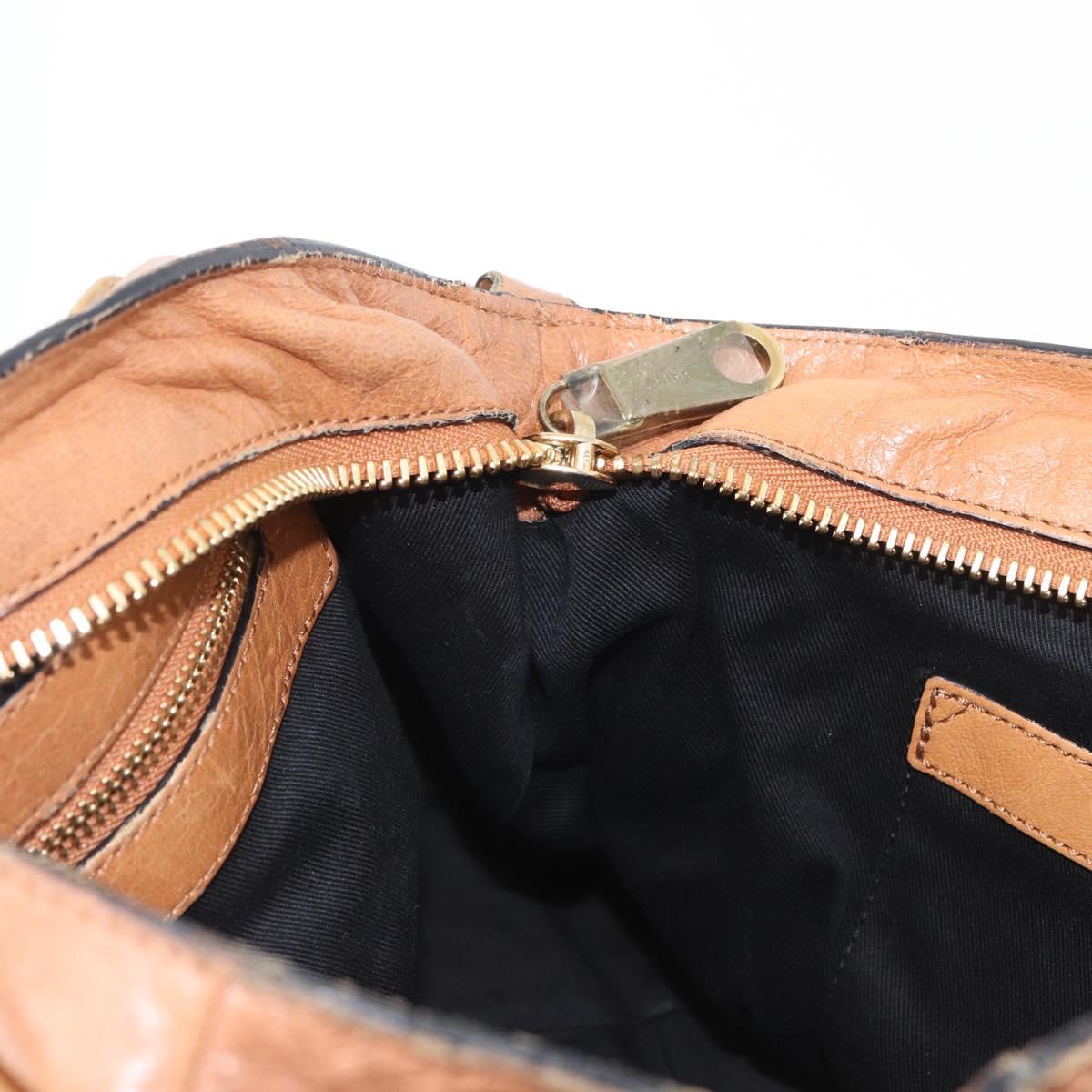 Chloe Etel Hand Bag Leather 2way Brown Gold Auth 171627A