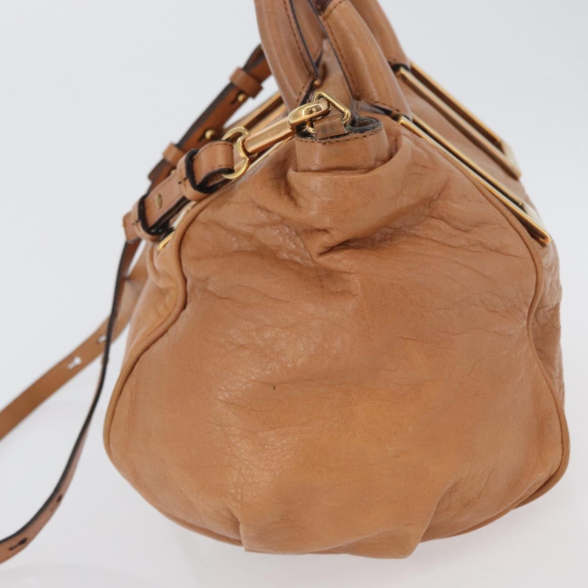 Chloe Etel Hand Bag Leather 2way Brown Gold Auth 171627A