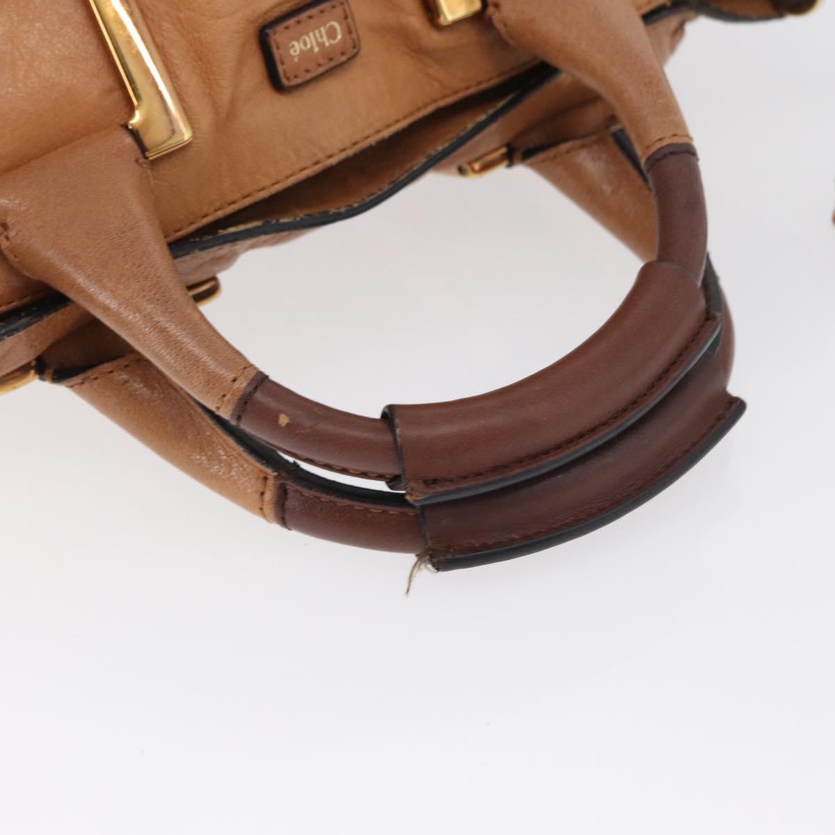 Chloe Etel Hand Bag Leather 2way Brown Gold Auth 171627A