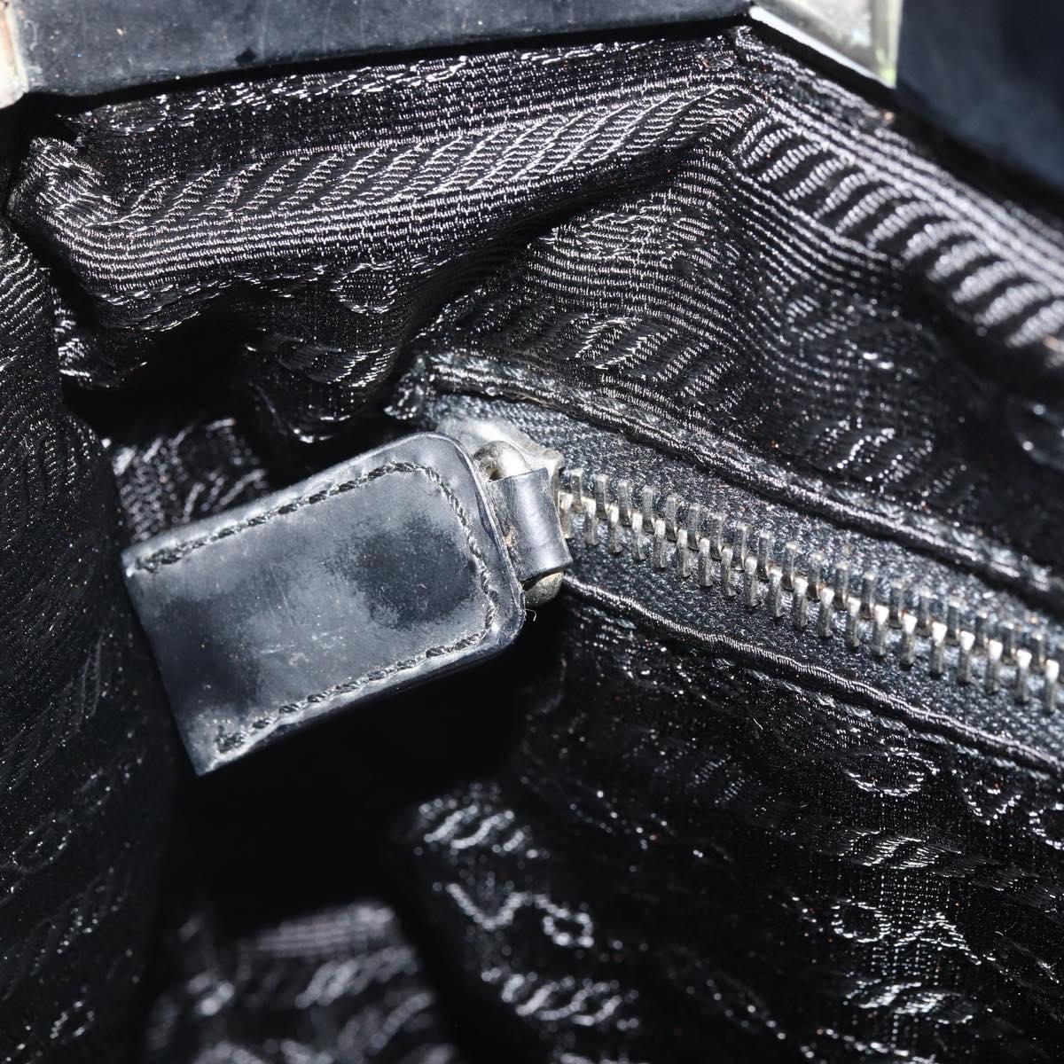 PRADA Shoulder Bag Nylon Black Silver Auth 171629