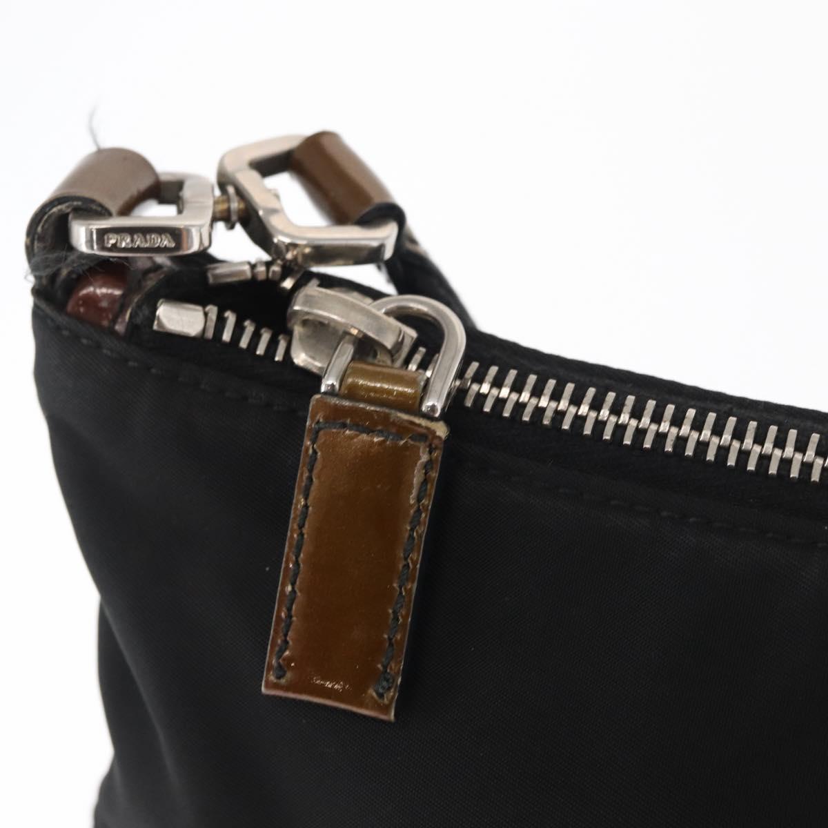 PRADA Shoulder Bag Nylon Black Silver Auth 171630