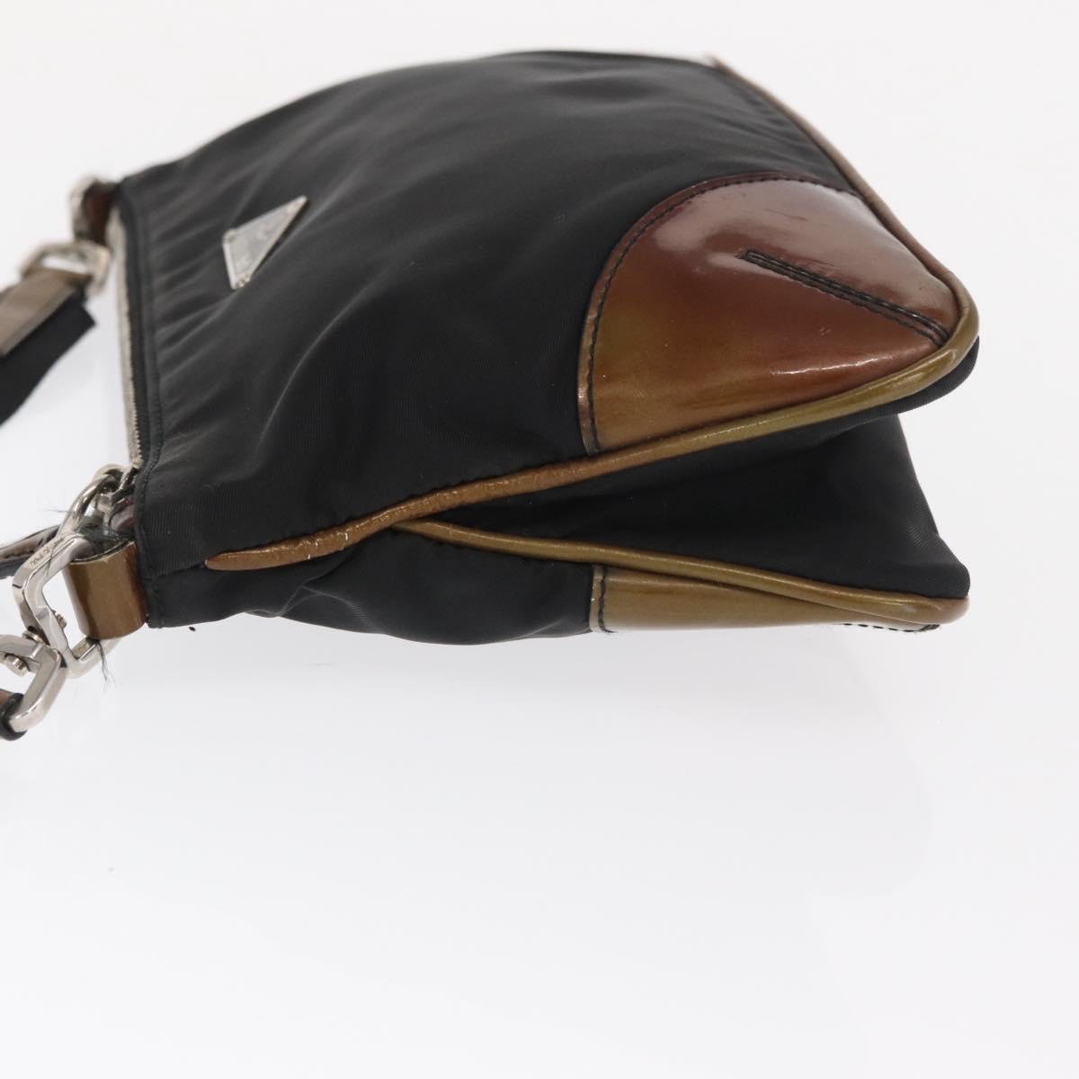 PRADA Shoulder Bag Nylon Black Silver Auth 171630
