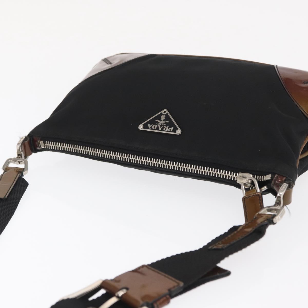 PRADA Shoulder Bag Nylon Black Silver Auth 171630