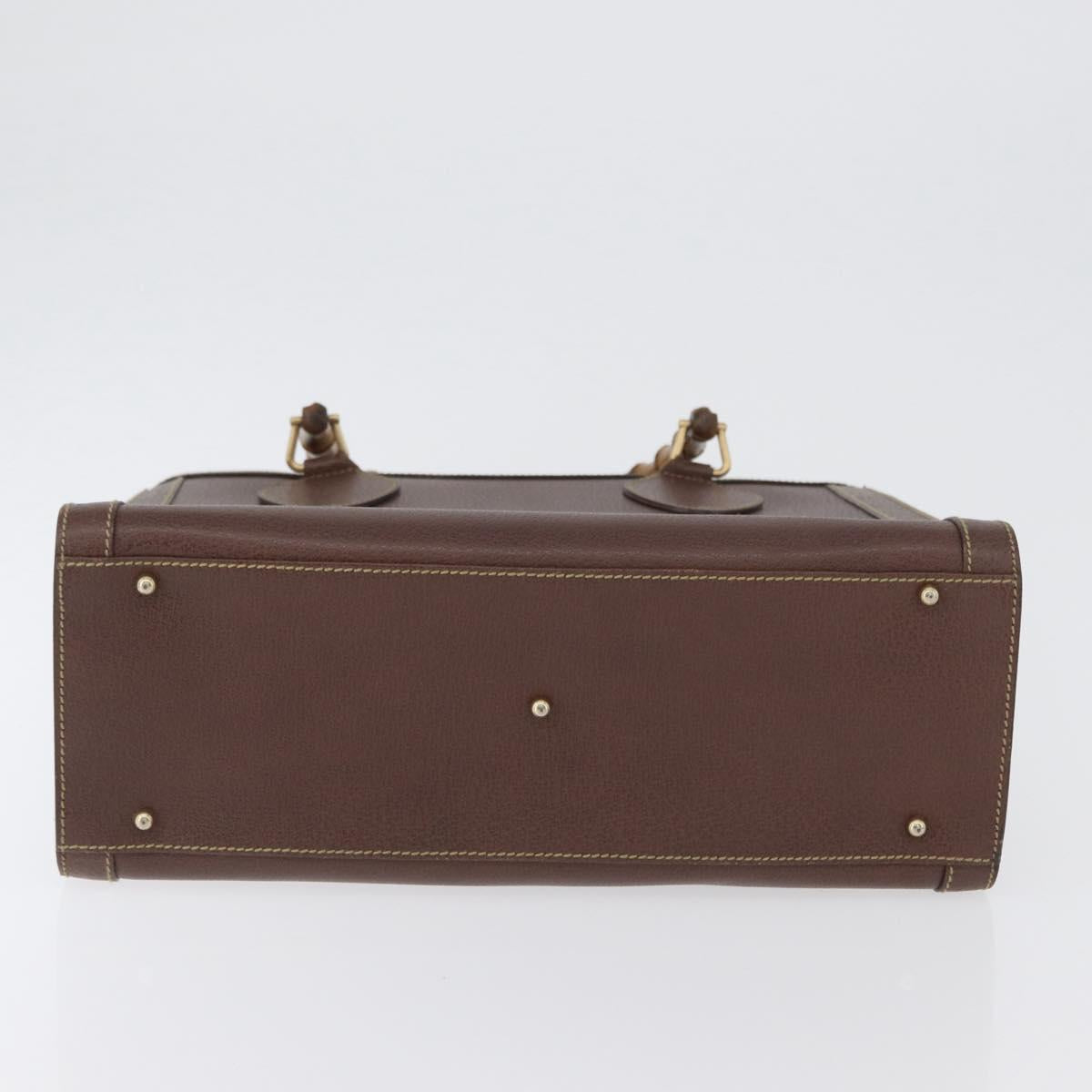 GUCCI Bamboo Hand Bag Leather Brown Gold 002 1186 0260 Auth 171636