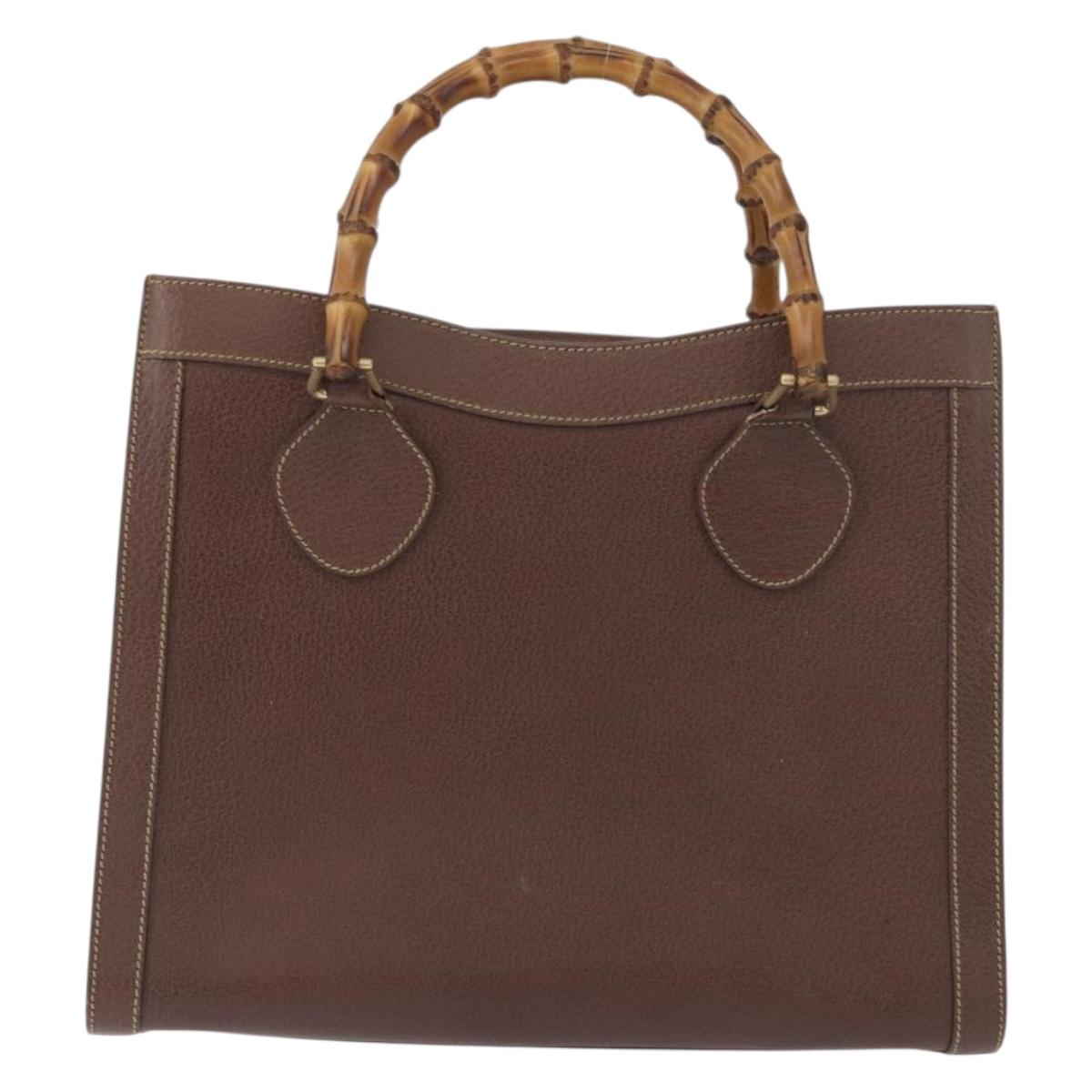 GUCCI Bamboo Hand Bag Leather Brown Gold 002 1186 0260 Auth 171636