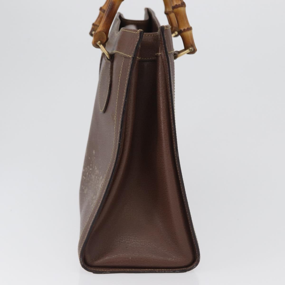 GUCCI Bamboo Hand Bag Leather Brown Gold 002 1186 0260 Auth 171636