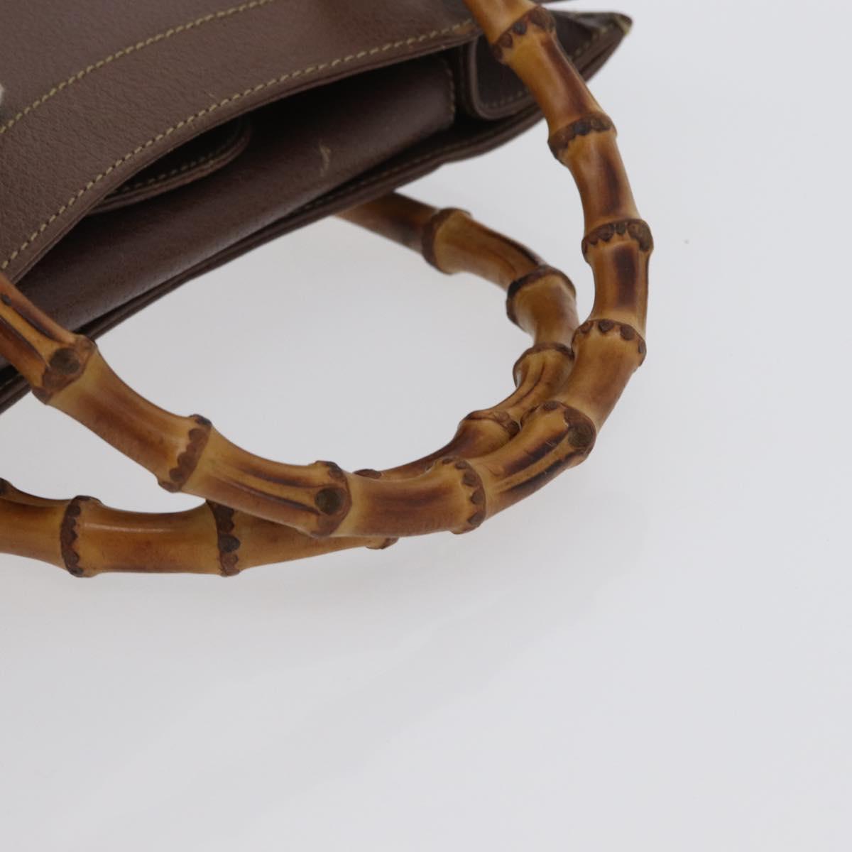 GUCCI Bamboo Hand Bag Leather Brown Gold 002 1186 0260 Auth 171636