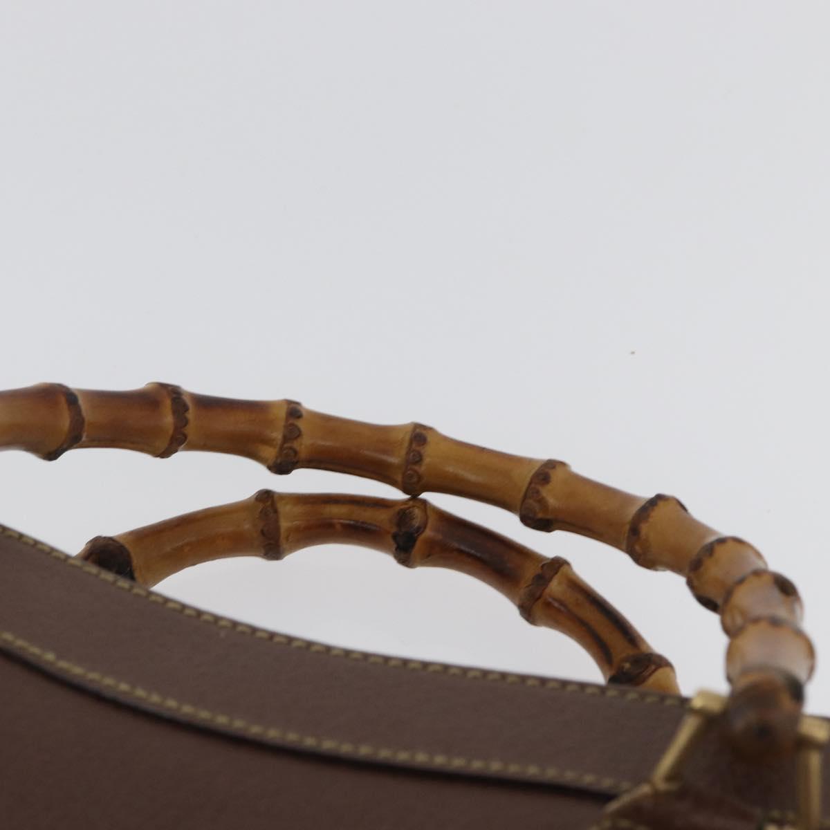 GUCCI Bamboo Hand Bag Leather Brown Gold 002 1186 0260 Auth 171636