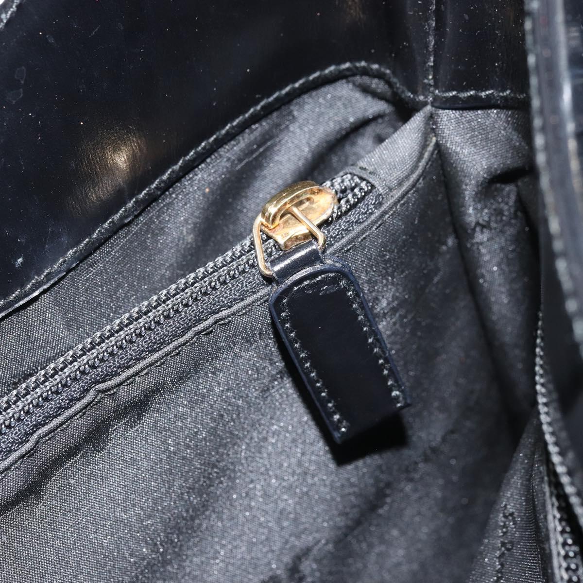 Salvatore Ferragamo Gancini Shoulder Bag Patent leather Gold Black Auth 171642