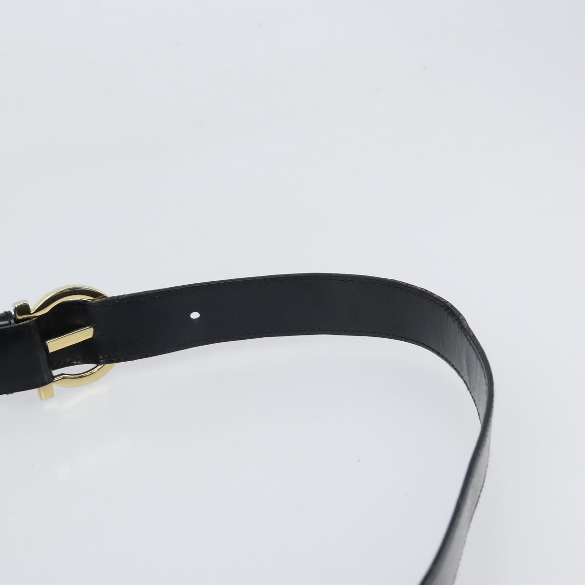 Salvatore Ferragamo Gancini Shoulder Bag Patent leather Gold Black Auth 171642