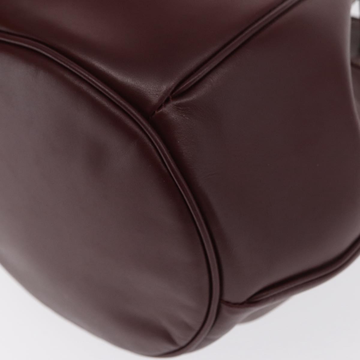 CARTIER Must Line Purse Shoulder Bag Leather Bordeaux Gold Auth 171643